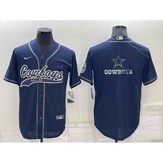Men Dallas Cowboys Navy Team Big Logo With Patch Cool Base Stitched Baseb->denver broncos->NFL Jersey
