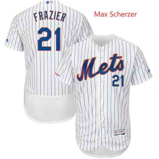 Men Nike New York Mets #21 Max Scherzer White Strips Flex Base MLB Jersey->los angeles dodgers->MLB Jersey
