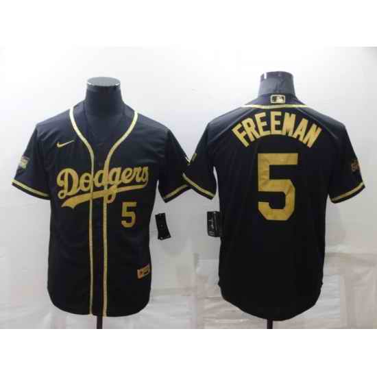 Men's Los Angeles Dodgers #5 Freddie Freeman Black Gold Stitched MLB Cool Base Nike Jersey->los angeles dodgers->MLB Jersey