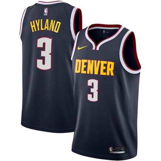 Men Denver Nuggets #3 Nah Shon Hyland Navy Icon Edition Stitched Jersey->golden state warriors->NBA Jersey