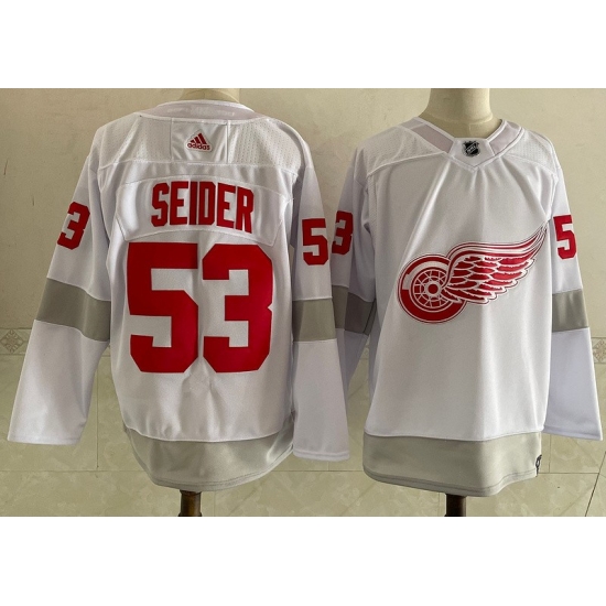 Red Wings 53 Moritz Seider White 2020 #21 Reverse Retro Adidas Jersey->new york rangers->NHL Jersey