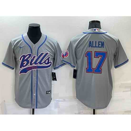 Men Buffalo Bills #17 Josh Allen Gray Cool Base Stitched Baseball Jersey->buffalo bills->NFL Jersey