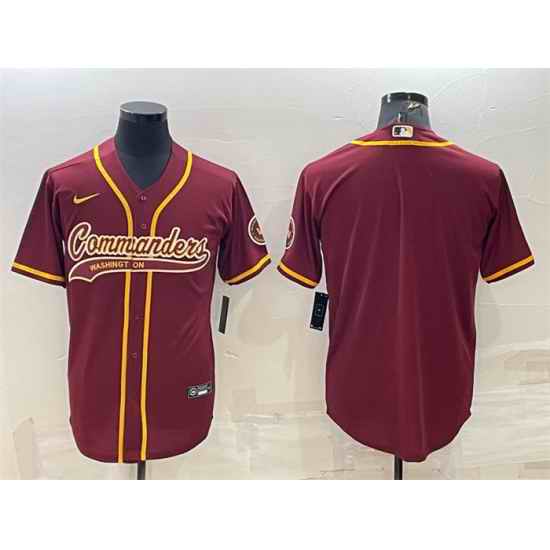 Men Washington Commanders Blank Burgundy With Patch Cool Base Stitched Baseball Jersey->baltimore ravens->NFL Jersey