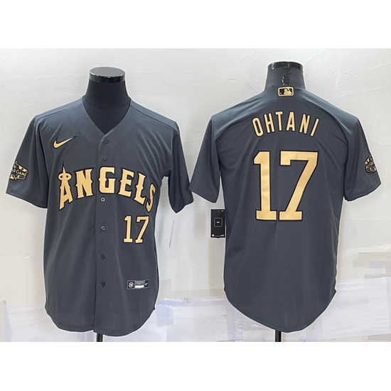 Men Los Angeles Angels #17 Shohei Ohtani 2022 All Star Charcoal Cool Base Stitched Jersey->houston astros->MLB Jersey