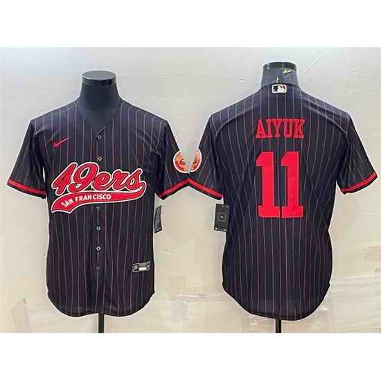 Men San Francisco 49ers #11 Brandon Aiyuk Black With Patch Cool Base Stitched Baseball Jersey->san francisco 49ers->NFL Jersey