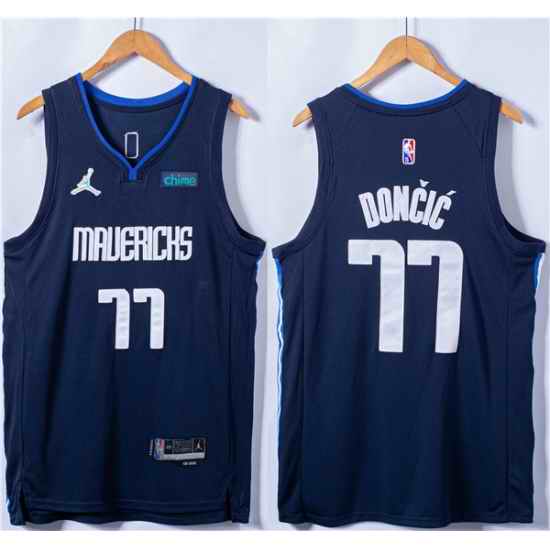 Men's Dallas Mavericks #77 Luka Doncic 75th Anniversary Navy Stitched Basketball Jersey->chicago bulls->NBA Jersey