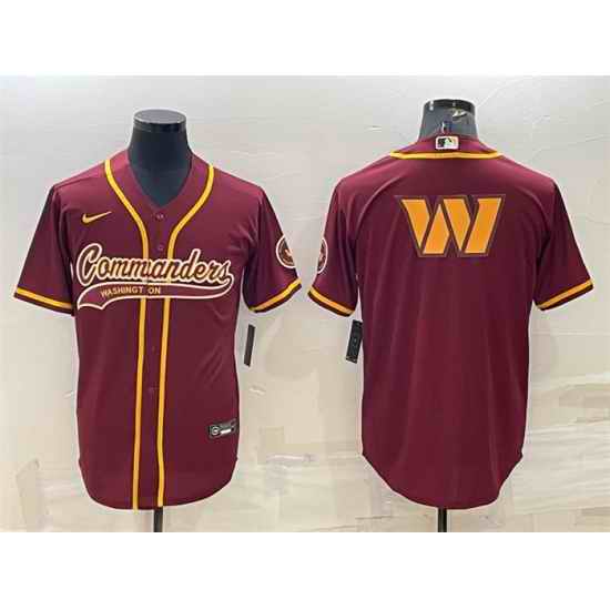 Men Washington Commanders Burgundy Team Big Logo With Patch Cool Base Stitched Baseball Jersey->baltimore ravens->NFL Jersey