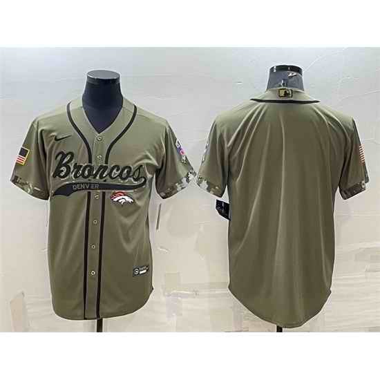 Men Denver Broncos Blank Olive Salute To Service Cool Base Stitched Baseball Jersey->detroit lions->NFL Jersey