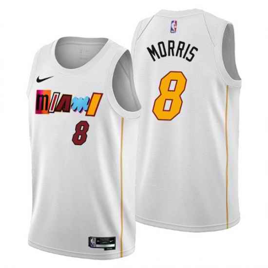 Men's Miami Heat #8 Markieff Morris 2022-23 White City Edition Stitched Jersey->los angeles lakers->NBA Jersey
