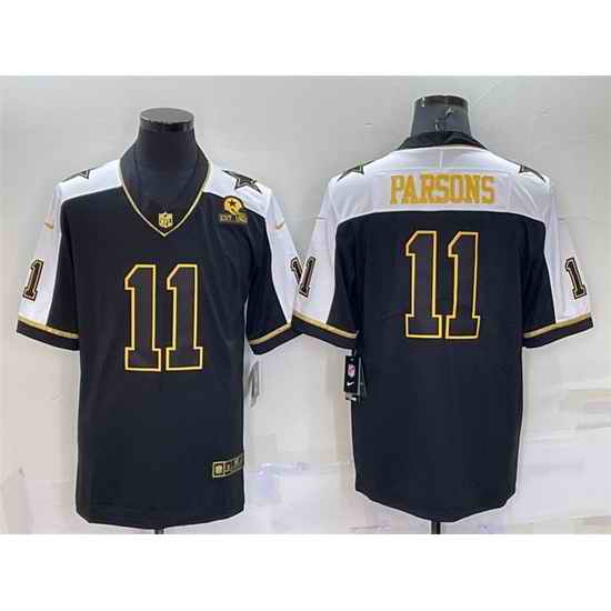 Men Dallas Cowboys #11 Micah Parsons Black Gold Thanksgiving With Patch Stitched Jersey->dallas cowboys->NFL Jersey