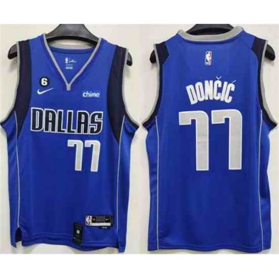 Men Dallas Mavericks 77 Luka Doncic Blue No #6 Patch Stitched Jersey->chicago bulls->NBA Jersey