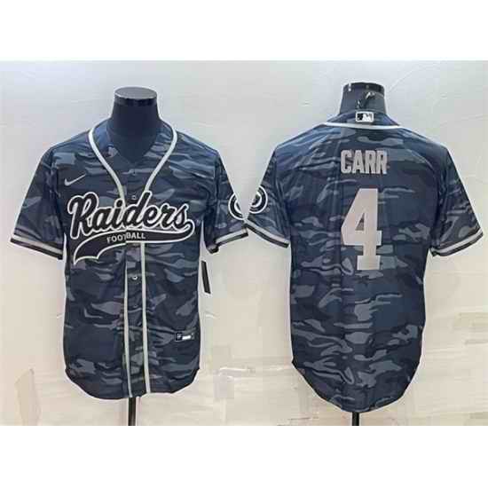 Men Las Vegas Raiders #4 Derek Carr Grey Camo With Patch Cool Base Stitched Baseball Jersey->kansas city chiefs->NFL Jersey