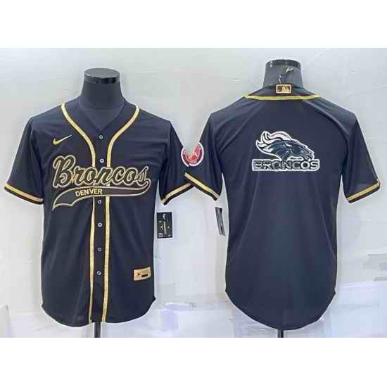 Men Denver Broncos Black Gold Team Big Logo With Patch Cool Base Stitched Baseball Jersey->green bay packers->NFL Jersey