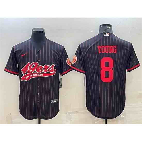 Men San Francisco 49ers #8 Steve Young Black With Patch Cool Base Stitched Baseball Jersey->san francisco 49ers->NFL Jersey