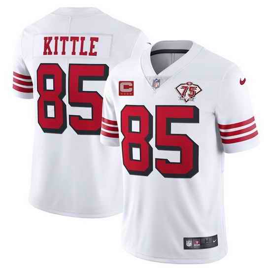 Men San Francisco 49ers #85 George Kittle 2021 White With C Patch 75th Anniversary Vapor Untouchable Limited NFL Jersey->tampa bay buccaneers->NFL Jersey