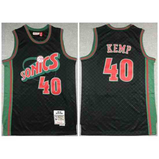 Men Oklahoma City Thunder #40 Shawn Kemp Black 1995 96 Throwback SuperSonics Stitched Jersey->philadelphia 76ers->NBA Jersey