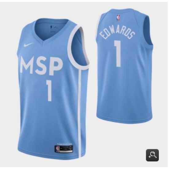 Men Minnesota Timberwolves #1 Anthony Edwards Blue Stitched Jersey->oklahoma city thunder->NBA Jersey