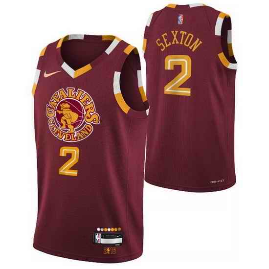 Men's Cleveland Cavaliers #2 Collin Sexton Red 2021 2022 75th Anniversary City Edition Swingman Stitched Jersey->chicago bulls->NBA Jersey