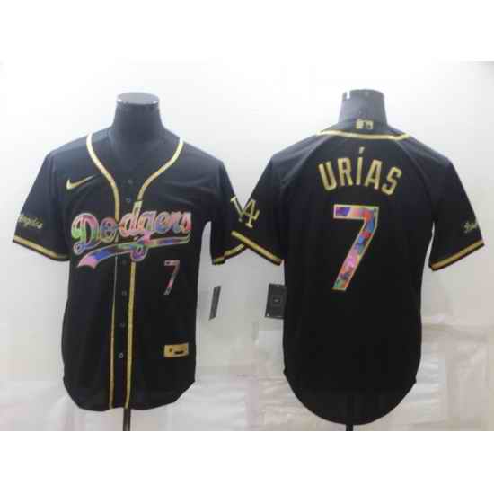 Men's Los Angeles Dodgers #7 Julio Urias Black Iridescent Logo Stitched MLB Cool Base Nike Jersey->los angeles dodgers->MLB Jersey