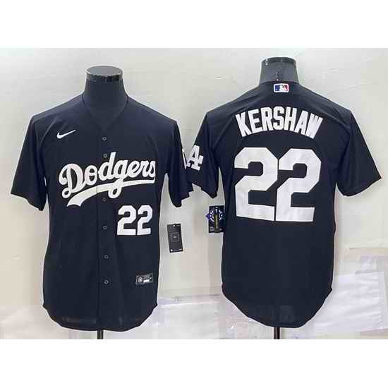 Men Los Angeles Dodgers #22 Clayton Kershaw Black Cool Base Stitched Baseball Jersey->los angeles dodgers->MLB Jersey