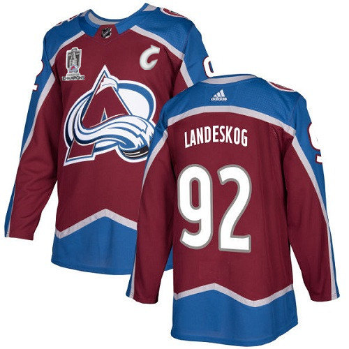 Men's Colorado Avalanche #92 Gabriel Landeskog 2022 Stanley Cup Champions Patch Stitched Jersey->colorado avalanche->NHL Jersey