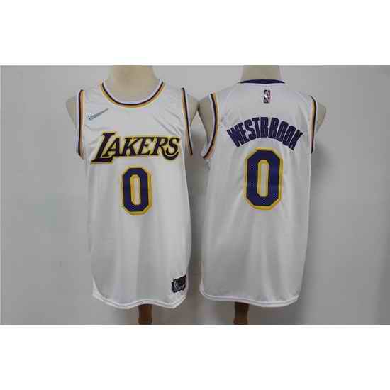 Men Nike Los Angeles Lakers #0 Russell Westbrook White Nike Diamond 75th Anniversary Swingman Jersey->golden state warriors->NBA Jersey