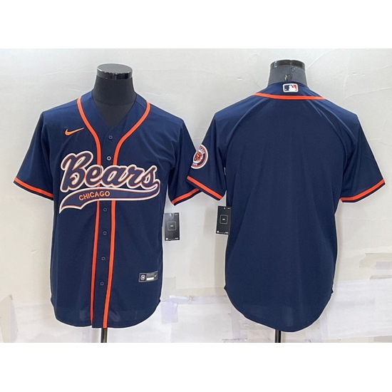 Men Chicago Bears Blank Navy Cool Base Stitched Baseball Jersey->green bay packers->NFL Jersey