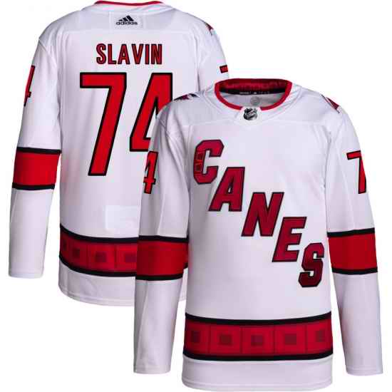 Men Carolina Hurricanes Jaccob Slavin #74 White Adidas Reverse Retro Jersey->women nhl jersey->Women Jersey