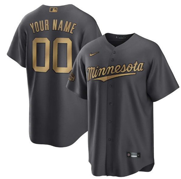 Men's Minnesota Twins Active Player Custom Charcoal 2022 All-Star Cool Base Stitched Baseball Jersey->new york mets->MLB Jersey