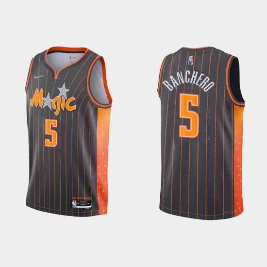 Men Orlando Magic #5 Paolo Banchero 2021 22 City Edition Black 75th Anniversary Stitched Basketball Jersey->seattle mariners->MLB Jersey
