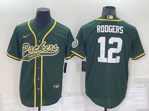 Men's Green Bay Packers #12 Aaron Rodgers Green Cool Base Stitched Baseball Jersey->denver broncos->NFL Jersey