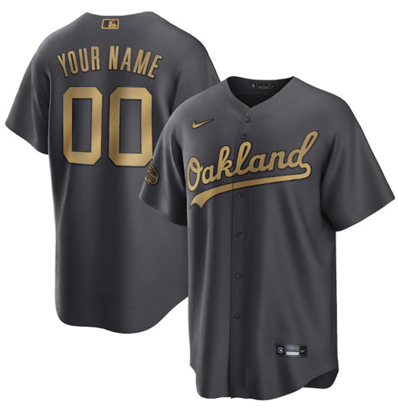 Men's Oakland Athletics Active Player Custom Charcoal 2022 All-Star Cool Base Stitched Baseball Jersey->oakland athletics->MLB Jersey