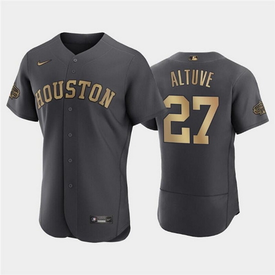 Men Houston Astros #27 Jose Altuve 2022 All Star Charcoal Flex Base Stitched Baseball Jersey->houston astros->MLB Jersey