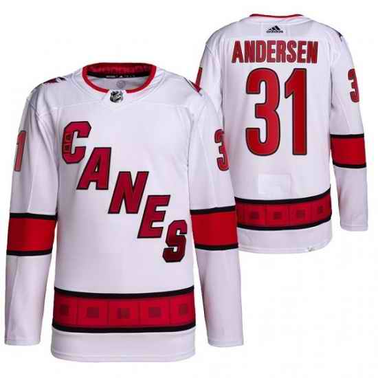 Men Carolina Hurricanes #31 Frederik Andersen White Stitched Jersey->colorado avalanche->NHL Jersey