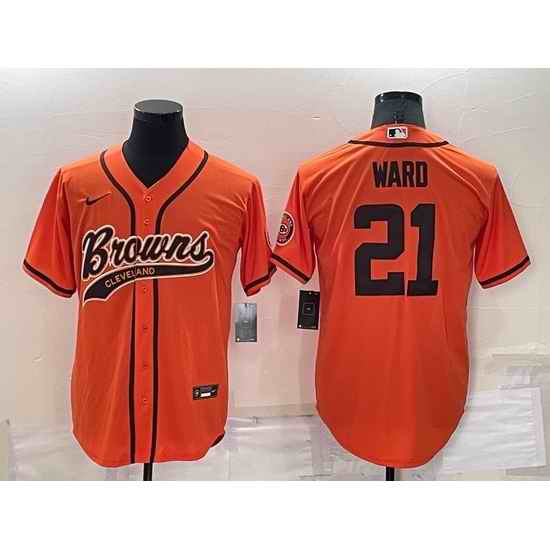Men Cleveland Browns #21 Denzel Ward Orange Cool Base Stitched Baseball Jersey->buffalo bills->NFL Jersey