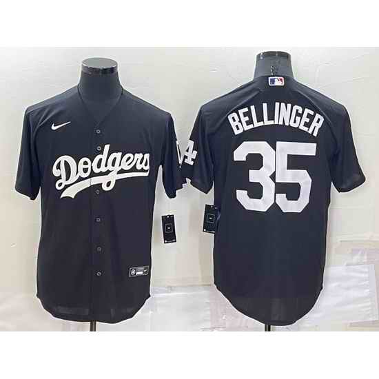 Men Los Angeles Dodgers #35 Cody Bellinger Black Cool Base Stitched Jerseyys->los angeles dodgers->MLB Jersey