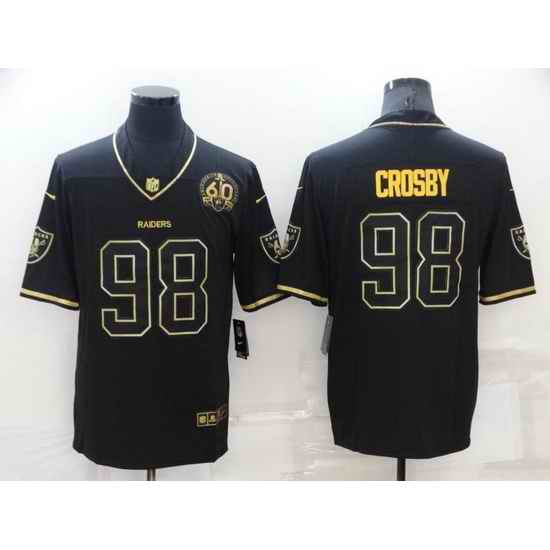 Men Las Vegas Raiders #98 Maxx Crosby Black Gold With 60th Anniversary Patch Vapor Limited Stitched jersey->los angeles chargers->NFL Jersey