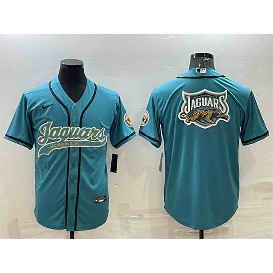 Men Jacksonville Jaguars Teal Team Big Logo With Patch Cool Base Stitched Baseball Jersey->kansas city chiefs->NFL Jersey