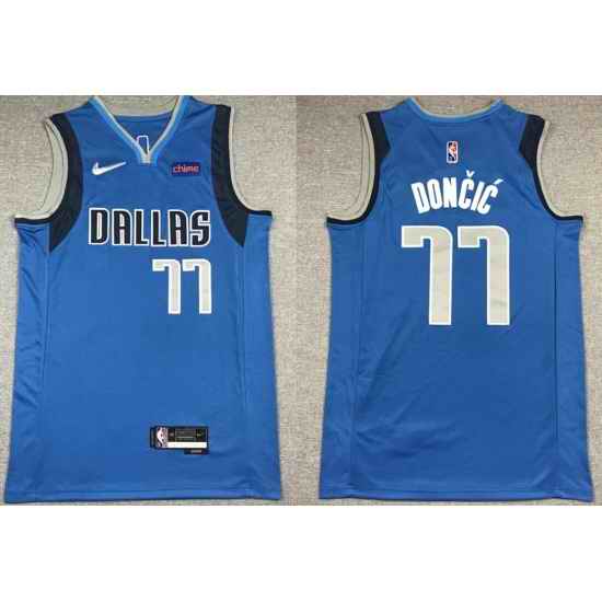 Men Dallas Mavericks Luka Doncic #77 75th Anniversary Swingman Blue Stitched Basketball Jersey->chicago bulls->NBA Jersey