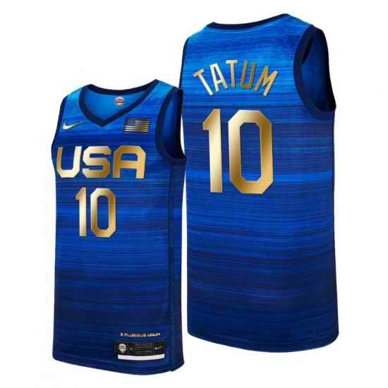 USA Dream Team #10 Jayson Tatum 2021 Tokyo Olymipcs Nike Basketball Jersey Blue->->