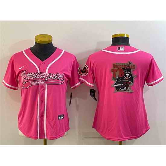 Women Tampa Bay Buccaneers Pink Team Big Logo With Patch Cool Base Stitched Baseball Jersey->arizona cardinals->NFL Jersey