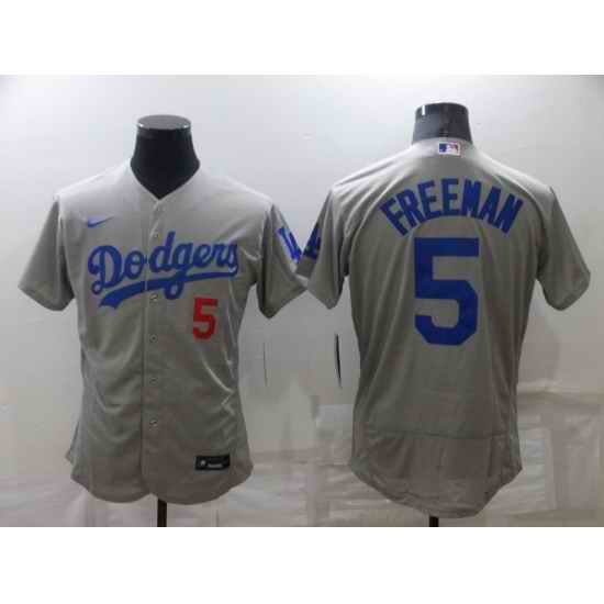Men's Los Angeles Dodgers #5 Freddie Freeman Grey Flex Base Stitched Jersey->los angeles dodgers->MLB Jersey