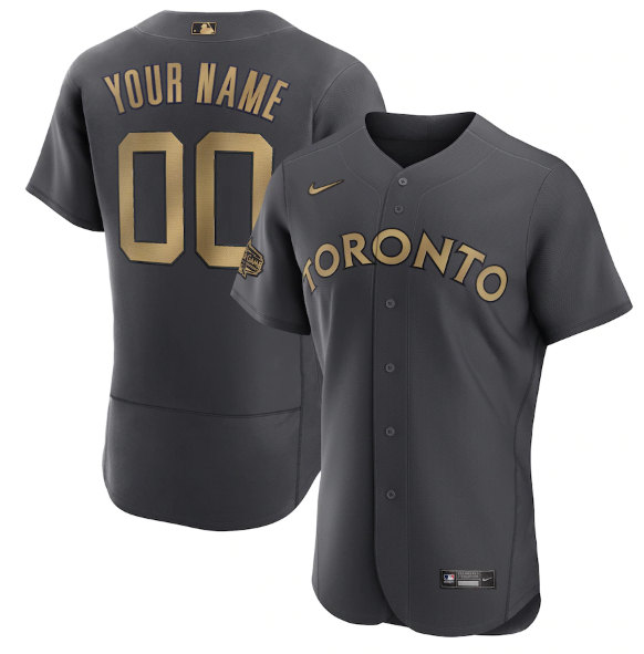 Men's Toronto Blue Jays Active Player Custom Charcoal 2022 All-Star Flex Base Stitched MLB Jersey->texas rangers->MLB Jersey