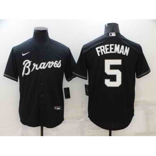 Men Atlanta Braves #5 Freddie Freeman Black Cool Base Stitched Jersey->boston red sox->MLB Jersey