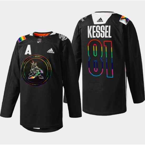 Men Arizona Coyotes #81 Phil Kessel 2022 Black Pride Night Stitched Jersey->anaheim ducks->NHL Jersey