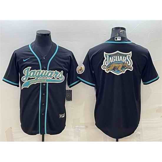 Men Jacksonville Jaguars Black Team Big Logo With Patch Cool Base Stitched Baseball Jersey->indianapolis colts->NFL Jersey