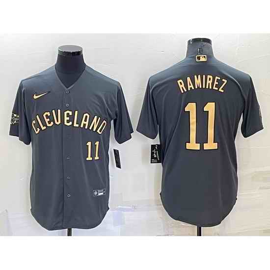 Men Cleveland Guardians #11 Jos E9 Ram EDrez 2022 All Star Charcoal Cool Base Stitched Baseball Jersey->houston astros->MLB Jersey