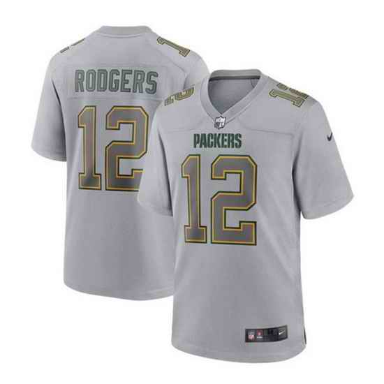 Men Green Bay Packers #12 Aaron Rodgers Gray Atmosphere Fashion Stitched Game Jersey->denver broncos->NFL Jersey