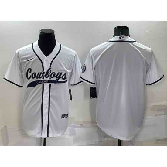 Men Dallas Cowboys Blank White Cool Base Stitched Baseball Jersey->dallas cowboys->NFL Jersey