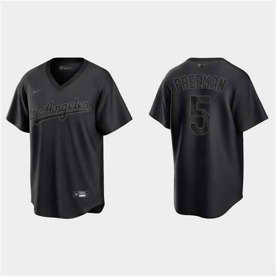 Men Los Angeles Dodgers #5 Freddie Freeman Black Pitch Black Fashion Replica Stitched Jersey->houston astros->MLB Jersey